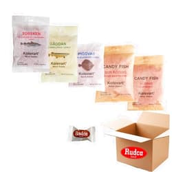 Rudca Food Kolsvart Candy Mixed Pack, 5 Bags 4.2 ounces each, Raspberry, Blackcurrant & Raspberry, Sour Blueberry, Sour Raspberry, Elderflower, and 1 Rudca Food Peppermints Candies