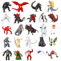 Generic Set of 24 Dragon vs Kong Toys, Dinosaur Action Figures 2-3 Inch, King of The Monsters, Battle Roar B.E.A.S.T. Glove Shimo Frost Bite Mecha King Ghidorah Skull Crawler Destoroyah Cake Toppers
