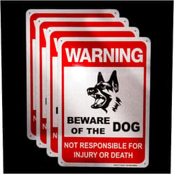 MOOTI Dog Warning Signs Beware of The Dog Aluminum Warning Sign Not Responsible for Injury Or Death 2 Pack, UV Protected and Weatherproof, Easy Mounting, Business, Driveway Alert (style2: 10X7 4 Pack)