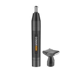 ConairMan Nose Hair Trimmer for Men, For Nose, Ear, and Eyebrows, Patent 360 Bevel Blade for No Pull, No Snag Trimming Experience, Cordless Trimmer 2 piece Set with Detail and Shaver Attachments