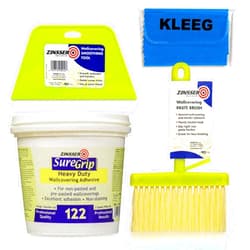 KLEEG Zinsser SureGrip 122 Heavy Duty Wallcovering Adhesive, Wallpaper Glue + Wallpaper Paste Brush + Wallpaper Smoothing Tool, Wallpaper Tools Kit, Wall Paper Adhesive, Vinyl Wallcovering + KLEEG Packet