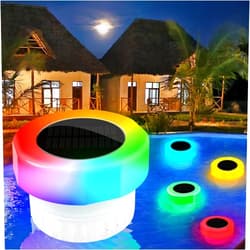Lgtlqt Pool Chlorine Floater with Solar Light-Chemical Floating Chlorine Dispenser Fits 1