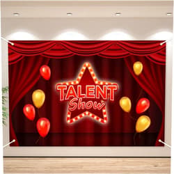 BECKTEN Talent Show Backdrop Banner Theater Stage Red Curtain Theme Background Decor for Kids Boys Girls Performance Magic Shows Talent Party Birthday Party Favors Decorations Supplies 70.8x47.2in-BECKTEN