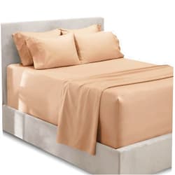 Hearth & Harbor Extra Deep Pocket Queen Sheets Sets - Fits Mattress 18-24 Inches Deep - Extra Deep Pocket Sheets - 6 Piece Queen Size Sheets - Queen Sheets Deep Pocket - Taupe Sheets