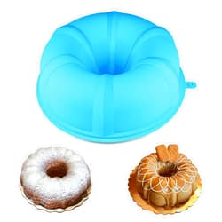 Sidosir 10inch Original Fluted Tube Cake Pan, 12-Cups Silicone Non Stick Round Bunt Baking Pan for Cakes