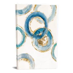 iKNOW FOTO Modern Minimalist Abstract Canvas Wall Art Vertical Watercolor Painting Blue Teal and Gold Framed Artwork for Living Room, Bedroom, Office 24x36 Inches
