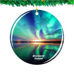 Weekino Iceland Thingvellir National Park Reykjavik Christmas Ornament City Travel Souvenir Collection Double Sided Porcelain 2.85 Inch Hanging Tree Decoration