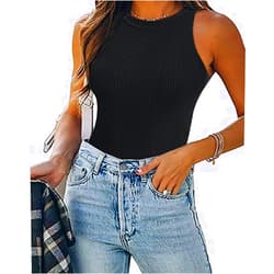 Missshine Knit Vest for Women Sleeveless Tank Tops Camis Vintage Solid Slim Fit Cropped Tops Sleeveless T-Shitrt Sweater