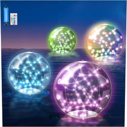 Sunlisky Solar pool lights 4pcs 15.7Inch LED solar floating pool lights,IP68 Waterproof solar powered light balls for pool,auto light up balls for pool,inflatable colorful Light for swimming pool Garden Party