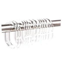 Qulable 24 pcs Shower Curtain Rings Plastic Shower Curtain Hooks C-Shaped Rings Hook Hanger Bath Drape Loop Clip Glide Bathroom Shower Window Rod (Clear)