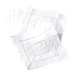 Fenncostyles.com Fennco Styles Hand Hemstitched and Embroidered Swiss Dot Coasters Cocktail Napkins. White Color. 6