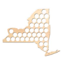 BeerCapMapShop All States Beer Cap Map New York – 16x12,2 inches – 36 caps – NY Beer Cap Holder – Birch Plywood