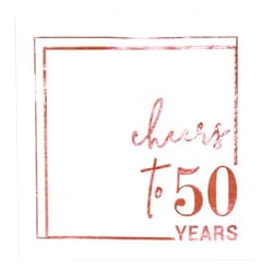 VELENTI 50th Birthday Napkins - 50th Anniversary Decorations for Women - Disposable Cocktail, Beverage Napkins - Rose Gold Thirty Birthday Party Supplies - 50 Year Old Napkins for Her - 5x5