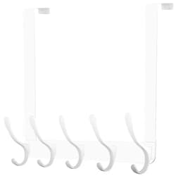 WEBI Over The Door Hook 5 Coat Hooks,Over The Door Towel Rack,Door Hanger Over Door Coat Rack for Hanging Towels,Clothes,Back of Bathroom,White