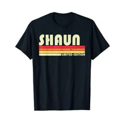 Custom Men Dad Boy Husband Christmas 80s 90s Style SHAUN Gift Name Personalized Funny Retro Vintage Birthday T-Shirt