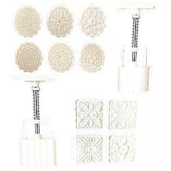 ArtioHipo Moon Cake Mold 10 PCS, Mid Autumn Festival DIY Hand Press Cookie Stamps Pastry Tool Shortbread Moon Cake Maker, Flower Mode Patterns For 2 Sets 125g 4pcs + 75g 6pcs