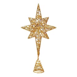 JX Lecal Christmas Tree Star Topper 14 Inch Glittered Xmas Tree Topper Hollowed Out Octagonal Star for Christmas Decoration Ornaments Home Decor, Gold, 37 x 20cm