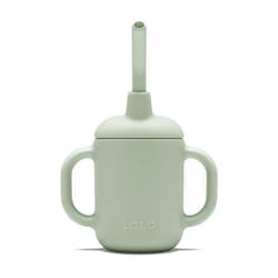 Lalo Little Cup, Non-Toxic Silicone Straw Cup with Handles - Baby and Toddler Sippy Cup - Mini Cup and Straw Training System, 4oz, Sage