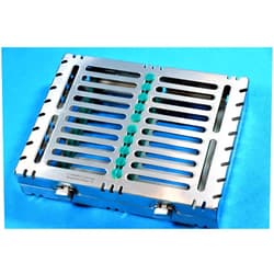 Cynamed Premium German Stainless 1 Heavy Duty Dental Autoclave Sterilization Cassette Box Tray for 10 Instruments Double Button Type Detachable Cynamed