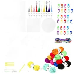 Pllieay 117 Pieces Mesh Plastic Canvas Kit Including 43 Pieces Clear Plastic Canvas Sheets, 12 Color Acrylic Yarn, Embroidery Tools and Trinkets for Embroidery Plastic Canvas Craft