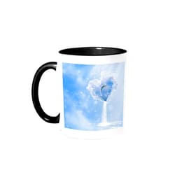 3dRose Heart ocean waterfall dolphin blue fantasy 11oz Two-Tone Black Mug