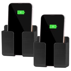 CEI&BPY 2Pcs Phone Holder Wall Mounted, Phone Stand with Self Adhesive. Phone Holder for Shower/Charging.Compatible with iPhone and Android (2Pcs-Black)