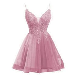 Aibilye Homecoming Dresses Lace Prom Dress Tulle Cocktail Party Dresses Short Homecoming Dresses for Junior Tulle Dusty Rose 16W
