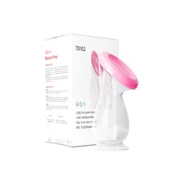 TOVVILD Silicone Manual Breast Pump Milk Collector for Breastfeeding with Suction Base, Lid, 4oz/100ml(1 Count)