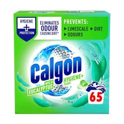 Calgon Hygiene Plus Washing Machine Cleaner & Limescale Remover, Water Softener Tablets, Unscented, 65 Tablets, Pack of 1