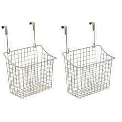 Spectrum Diversified Spectrum Grid Over The Cabinet Wire Storage Basket Large (Satin Nickel Powder Coat) - Organizer for Bathroom, Kitchen, Under Sink, Pantry, Hair Tools, & More (Pack of 2)