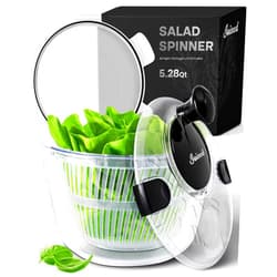 Joined Large Salad Spinner with Storage Lid, Drain, Bowl, and Colander - Quick and Easy Multi-Use Lettuce Spinner, Vegetable Dryer, Fruit Washer, Pasta and Fries Spinner - 5.28 Qt