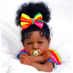 JIZHI Reborn Baby Dolls Black with Lifelike Soft Body African American Realistic-Newborn Girl Doll 22 Inch Best Birthday Gift Set and Toy Accessories Gift for Kids Age 3