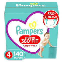 Pampers Diapers Size 4, 140 Count - Pampers Pull On Cruisers 360Ë Fit Disposable Baby Diapers with Stretchy Waistband, ONE Month Supply (Packaging May Vary)