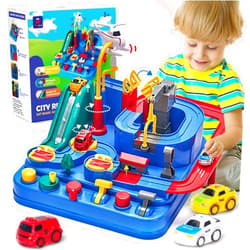 hahaland 3 Year Old Boy Toys, Car Toys, Puzzle Track Rescue Racer Game Magnetic Helicopter, STEM | Montessori | Logical | Motor Skills Toys for Ages 4