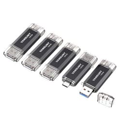 Vansuny 5 Pack 128GB USB C Flash Drive 2 in 1 OTG USB 3.0+USB C Memory Stick with Keychain Thumb Drive Photo Stick Jump Drive for Android Smartphones, Computers, MacBook, Tablets, PC