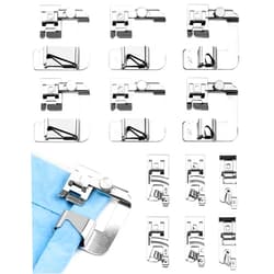 QWORK Sewing Machine Feet, 6 Pcs Narrow Rolled Hem Foot(3/4/6mm), 6 Pcs Wide Rolled Hem Presser Foot (4/8,6/8,8/8inch), Sewing Accessories