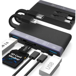 JOOPSHEE SD Card Reader for i Phone i Pad Camera, Aluminum 6in1 Multi-Ports Memory Card Reader with SD/TF Card,Foldable Data Cable No Application Required Plug and Play