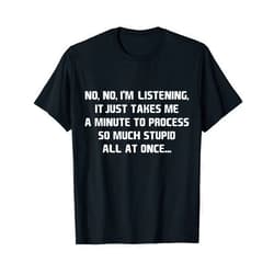 You Are An Example Of Why You Can't Fix Stupid Tee I'm Listening I Just Can't Process Stupid That Fast T-Shirt T-Shirt