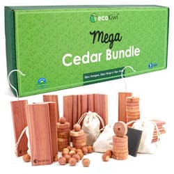 ecoKiwi Cedar Blocks for Clothes Storage Mega Bundle Box - Cedar Hangers x20, Balls x75 & Rings x55-100% Natural Oil Planks & Chips for Closets & Drawers - Aromatic Red Cedar Wood with Sandpaper