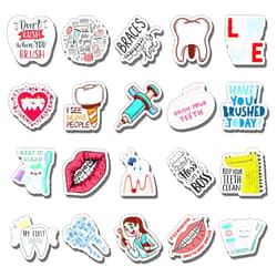 GOLEEX 20 Pack Pcs Waterproof Vinyl Doctor Dentist Sticker Items for Children Kids Teens Birthday Gifts Tooth Shaped Graphics Decals Braces Decal Laptop Computer Stickers
