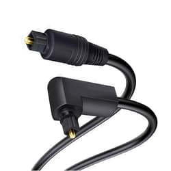 BaseWish 90 Degree Slim Digital Audio Optical Cable for Sound Bar, TV, PS4, Xbox - Fiber Optic Toslink Cord, Black (3M/9.84ft)