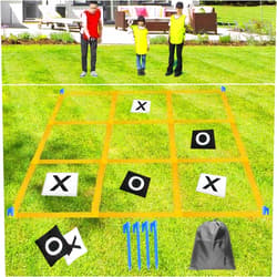 DHXGON Giant Tic Tac Toe Strap Game Outdoor, Portable Tic Tac Toe Bean Bag Toss Game with 10pcs Bean Bag, Large Outdoor Lawn Yard Backyard Carnival Field Day Game, Jumbo Yard Games for Kids Adults Family