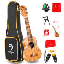 Vangoa Ukulele Soprano Mahogany 21 Inch Professional Acoustic Ukelele Four String Wooden Hawaiian Uke Beginner Kit for Kids Students Starter Kit, by Vangoa