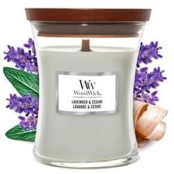 Woodwick Medium Hourglass Scented Candle with Crackling Wick, Up to 60 Hours Burn Time, Lavender/Cedar (1666266E)