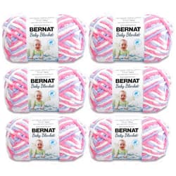 BERNAT Baby Blanket Yarn, 3.5oz, 6-Pack (Pink/Blue)
