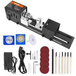 VEVOR Mini Lathe Machine, 2.76 in x 6.3 in, 24VDC 96W Mini Wood Lathe Tools Milling Machine Accessories, 7 Speeds 4220/5300/5650/6350/6660/7050/8450 RPM, for DIY Woodworking Wood Drill Rotary Tool