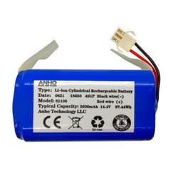 ANHO SAFE AND GOOD Replacement Shark RVBAT700 Battery for Shark RV750, RV720, RV700, Eufy RoboVac 11, 11S, 12, 15C, 25C, 30, 30C, 35C, ionVac 2000, Bagotte BG600 Vacuum Cleaners, 2600mAh 14.4v/14.8v (3 Prongs Connector)