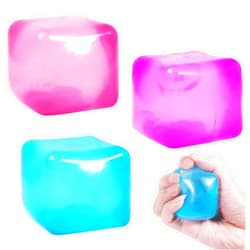 FauKait 3pack Stress Cube Squishy Stress Balls for Adults Kids Fidget Toy for Your Best Mellow and Chill -Ice Cubes-Square Shape with Filling in Pink Purple Blue (3pcs Cube )