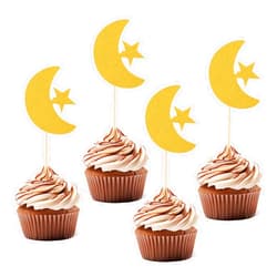Bremorou 40 Set Gold Moon Star Cupcake Topper Eid Mubarak Cupcake Topper Decorations Ramadan Cake Supplies Eid Mubarak Party Supplies For Birthday Wedding Ramadan Kareem Islamic Muslim Party Supplies