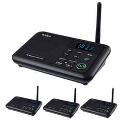 Wuloo Intercoms Wireless for Home 1 Mile Range 22 Channel 100 Digital Code Display Screen, Wireless Intercom System for Home House Business Office, Room to Room Intercom Communication(4Stations Black)